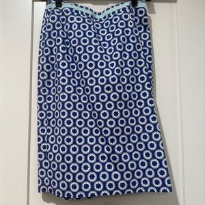 Boden Blue and White Circular Pattern Midi Skirt